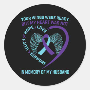 Heart Wings Ribbon Hope Suicide Awareness Preventi Classic Round Sticker