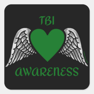 Heart/Wings...TBI Square Sticker