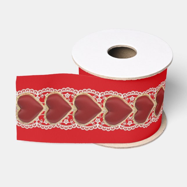 Heart with a lace  grosgrain ribbon (Spool)