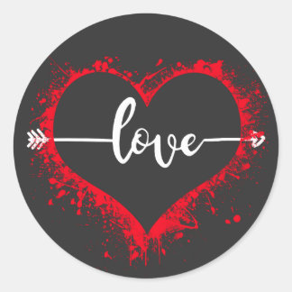 Heart with an arrow in the shape of love classic round sticker