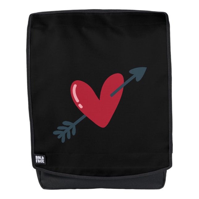 Heart With Arrow Valentine Minimal T-Shirt Backpack (Front)