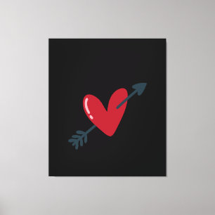 Heart With Arrow Valentine Minimal T-Shirt Canvas Print