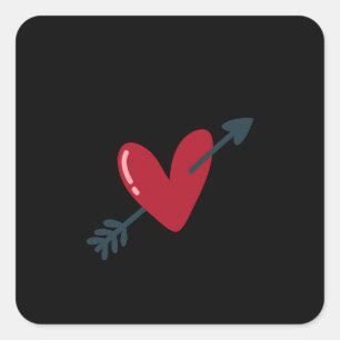 Heart With Arrow Valentine Minimal T-Shirt Square Sticker