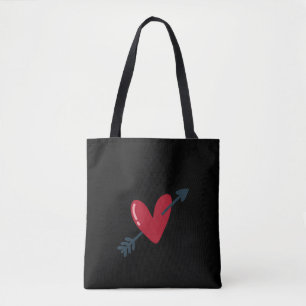 Heart With Arrow Valentine Minimal T-Shirt Tote Bag