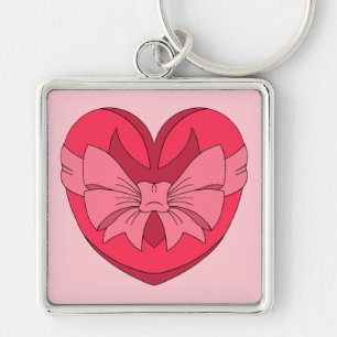 Heart with Arrowhead and Bow Key Ring