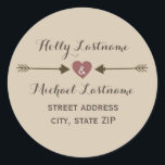 Heart With Arrows Address Sticker<br><div class="desc">A wedding address sticker featuring an illustration of a red heart between two arrows. Personalise the text with your names and address.</div>