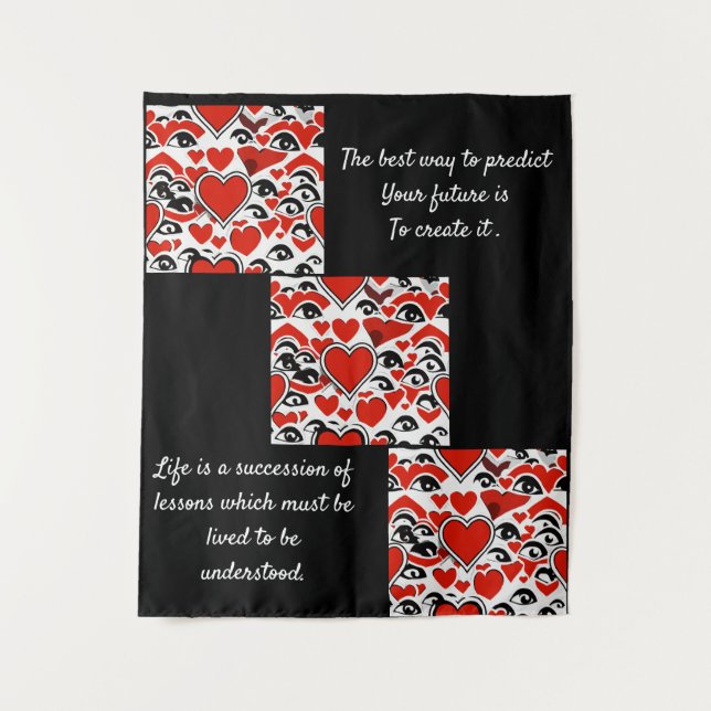 Heart with Beautiful Quotes about Life Print  Tapestry (Front)