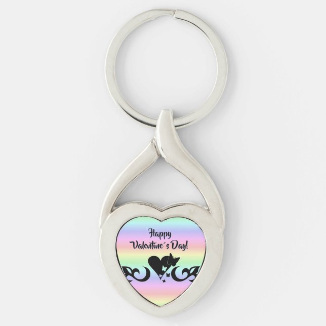Heart with Butterfly and Lily Key Ring (Front)