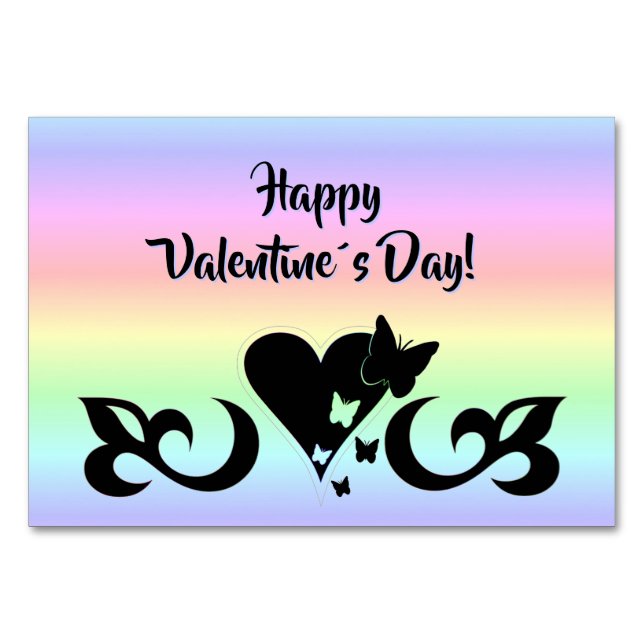 Heart with Butterfly and Lily Table Number (Front)
