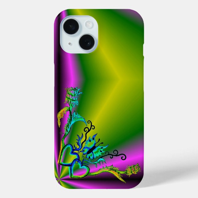 Heart with Flower and Butterfly Case-Mate iPhone Case (Back)