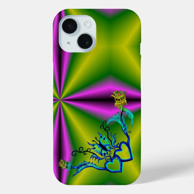 Heart with Flower and Butterfly Case-Mate iPhone Case (Back)