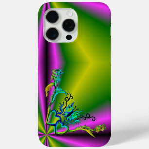 Heart with Flower and Butterfly iPhone 15 Pro Max Case