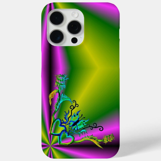 Heart with Flower and Butterfly Case-Mate iPhone Case (Back)