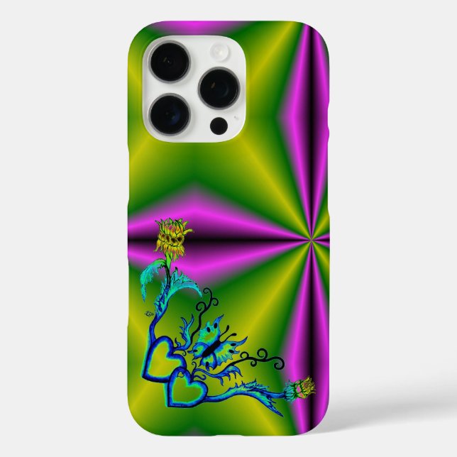 Heart with Flower and Butterfly Case-Mate iPhone Case (Back)