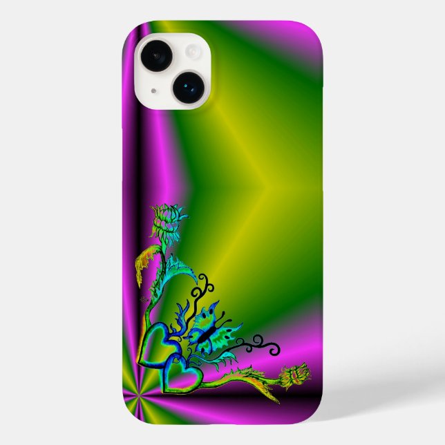 Heart with Flower and Butterfly Case-Mate iPhone Case (Back)