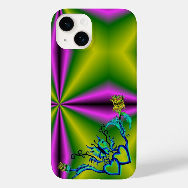 Heart with Flower and Butterfly Case-Mate iPhone Case (Back)