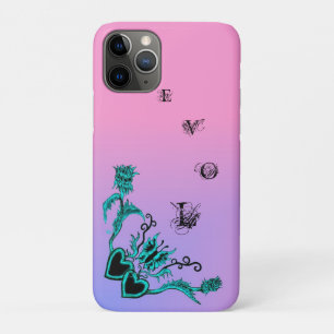 Heart with Flower and Butterfly on Pink Rainbow Case-Mate iPhone Case