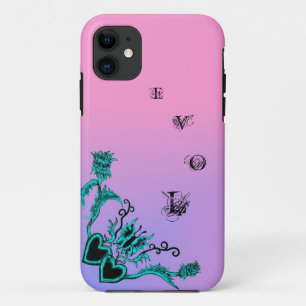 Heart with Flower and Butterfly on Pink Rainbow Case-Mate iPhone Case