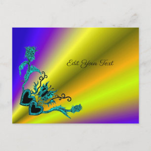 Heart with Flower and Butterfly on Rainbow Postcard