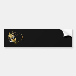 Heart with Golden Butterflies Bumper Sticker