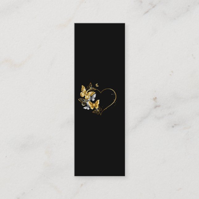 Heart with Golden Butterflies Calling Card (Front)