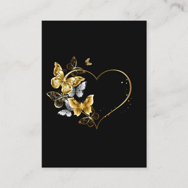 Heart with Golden Butterflies Calling Card (Front)