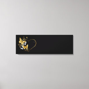 Heart with Golden Butterflies Canvas Print