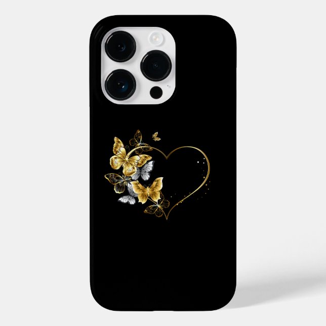 Heart with Golden Butterflies Case-Mate iPhone Case (Back)