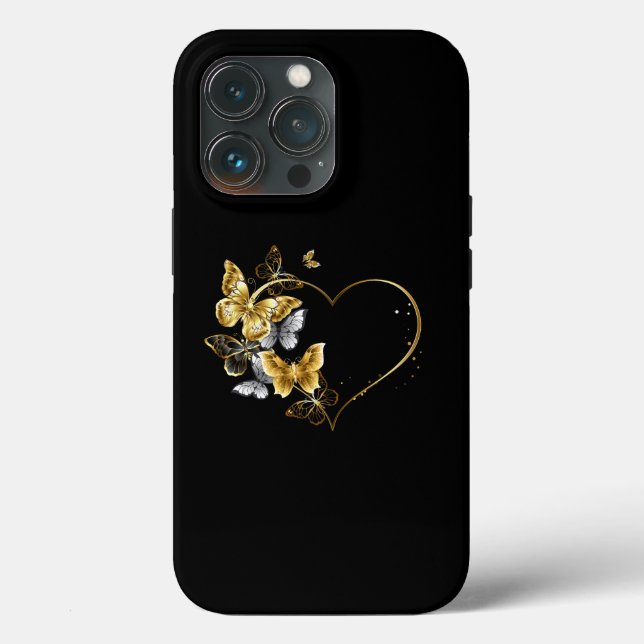 Heart with Golden Butterflies Case-Mate iPhone Case (Back)