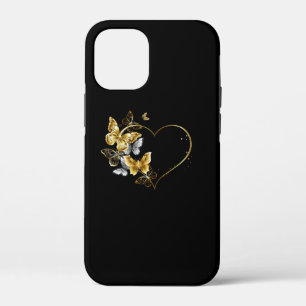 Heart with Golden Butterflies iPhone 12 Mini Case