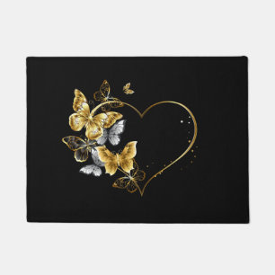 Heart with Golden Butterflies Doormat