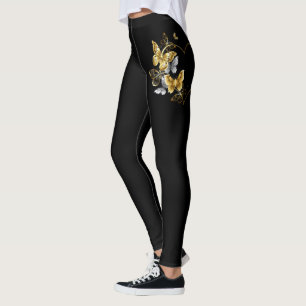 Heart with Golden Butterflies Leggings
