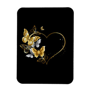 Heart with Golden Butterflies Magnet