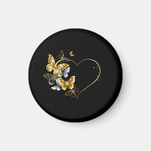 Heart with Golden Butterflies Magnet