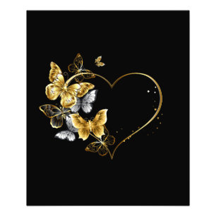 Heart with Golden Butterflies Photo Print