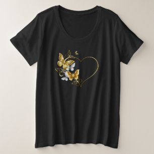 Heart with Golden Butterflies Plus Size T-Shirt