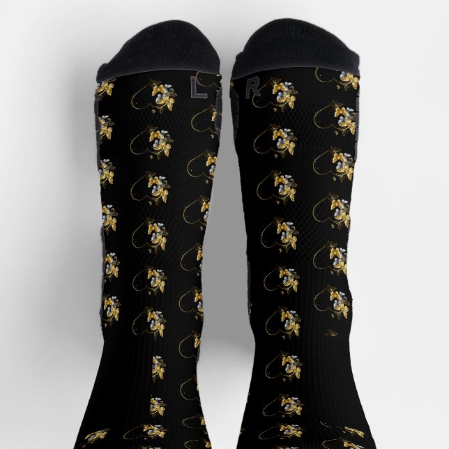 Heart with Golden Butterflies Socks (Top)