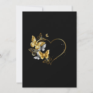 Heart with Golden Butterflies Thank You Card