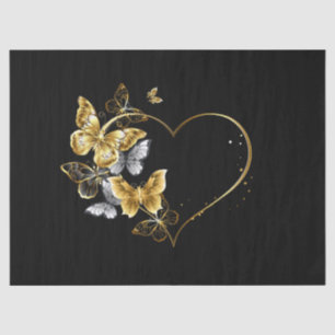 Heart with Golden Butterflies Tissue Paper