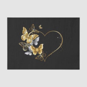 Heart with Golden Butterflies Tissue Paper