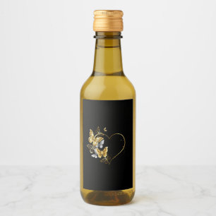 Heart with Golden Butterflies Wine Label