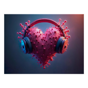 Heart with headphones poster