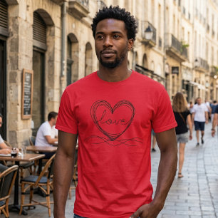 Heart with Love Continuous Line Art Design T-Shirt