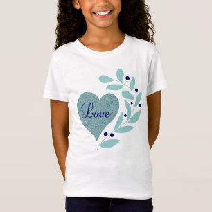 Heart With Love & Leaves Girls Tee