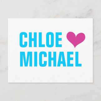 - heart with names (white/pink) announcement postcard