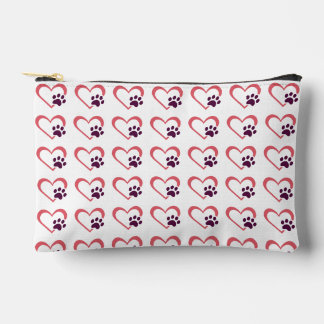 Heart with Paw Print Dog Lover Accessory Pouch