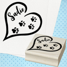 Heart with Paw Print Trail and Custom Name