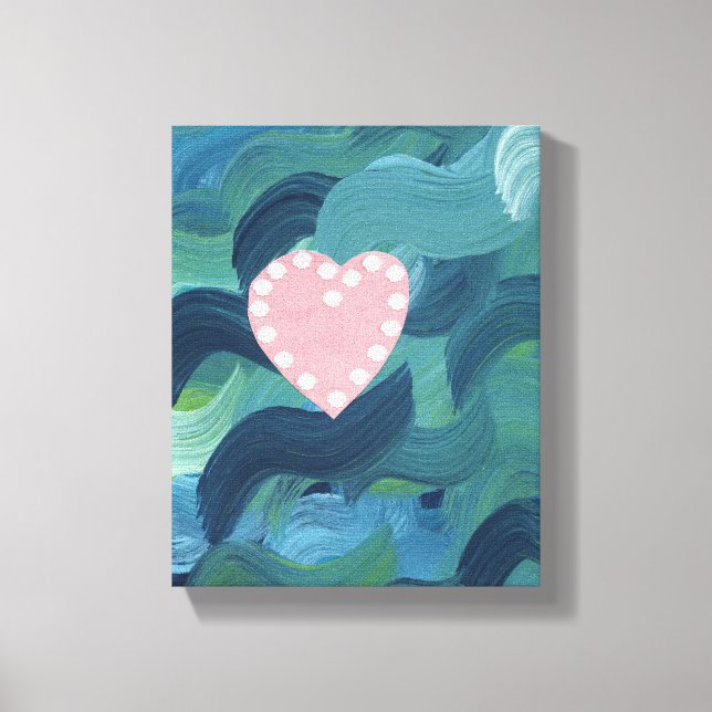 Heart with Seashells and Ocean Waves Canvas Print (Front)