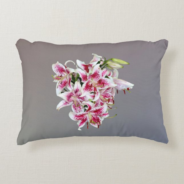 Heart With Stargazer Lilies Decorative Cushion (Front)