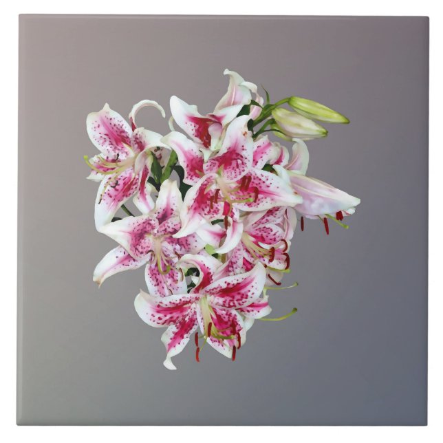 Heart With Stargazer Lilies Tile (Front)